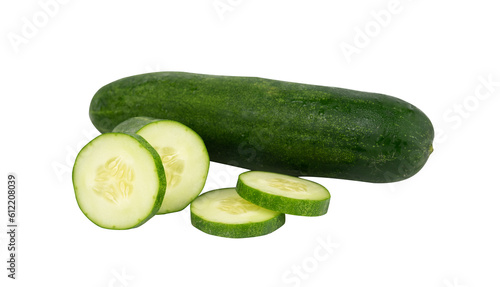 slice of cucumber isolated. Fresh green vegetable food