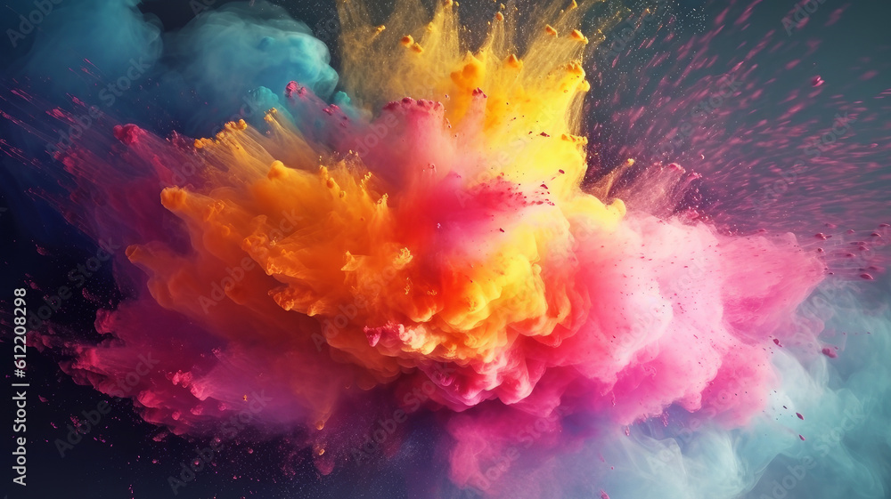 explosion of colored powder. Generative AI