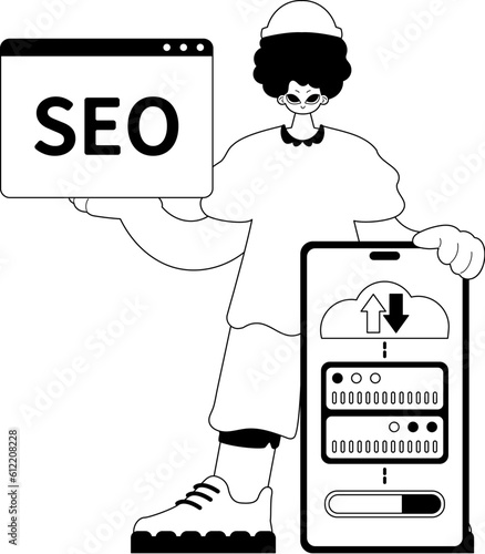 valet and waiter . cloud memory and SEO adequate to . total darkness and washcloth note artwork. Trendy style, Vector Illustration