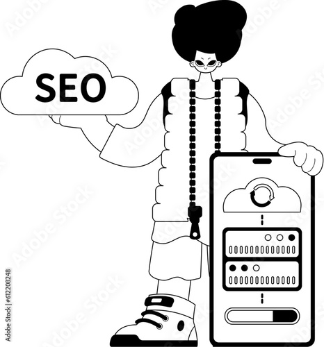valet and waiter . cloud memory and SEO adequate to . total dark and washcloth note artwork. Trendy style, Vector Illustration
