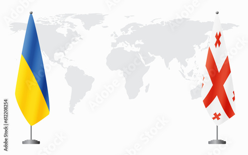 Ukraine and Georgia flags for official meeting