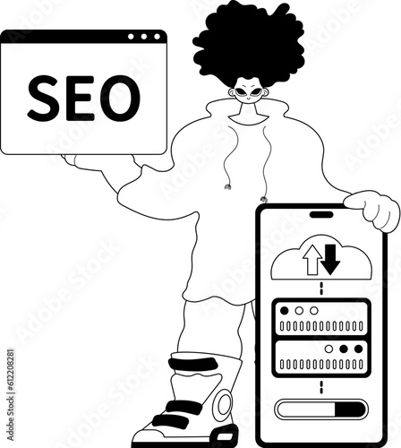 valet and waiter . cloud memory and SEO adequate to . sum dark and washcloth note artwork. Trendy style, Vector Illustration