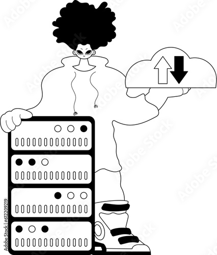 homosexual and waiter . confuse reposit typography . black and White transmit artwork. Trendy style, Vector Illustration