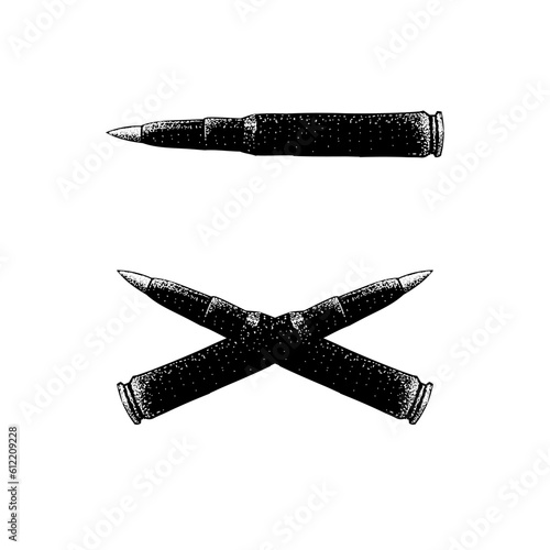 sniper bullets hand drawing vector isolated on background.