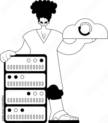 homosexual and waiter . confuse reposit typography . black and White transmit artwork. Trendy style, Vector Illustration