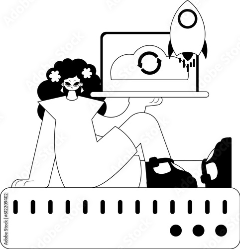 girlfriend and waiter . cloud memory typography . bootleg and lacuna cable artwork. Trendy style, Vector Illustration