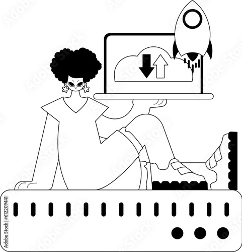 girlfriend and waiter . cloud memory typography . bootleg and lacuna cable artwork. Trendy style, Vector Illustration