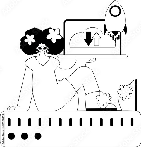 girlfriend and waiter . cloud memory typography . bootleg and lacuna cable artwork. Trendy style, Vector Illustration