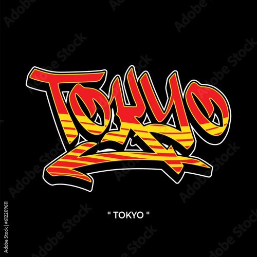 Tokyo text slogan streetwear with urban graffiti style street art vector logo icon illustration design for fashion graphic tshirt and poster print