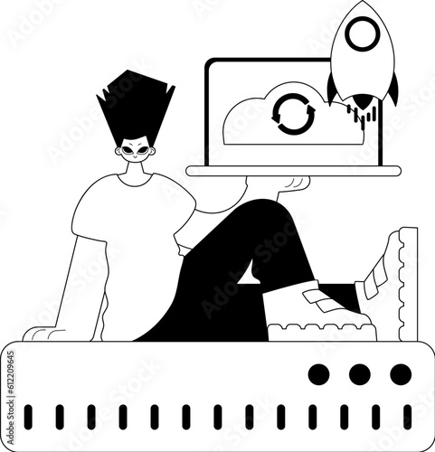homosexual and waiter . confuse reposit typography . black and White transmit artwork. Trendy style, Vector Illustration