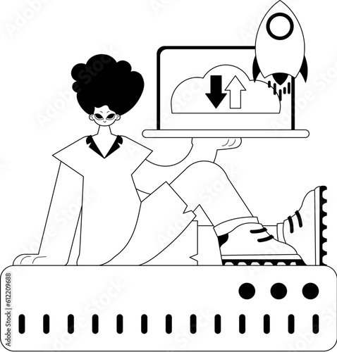 homosexual and waiter . confuse reposit typography . black and White transmit artwork. Trendy style, Vector Illustration