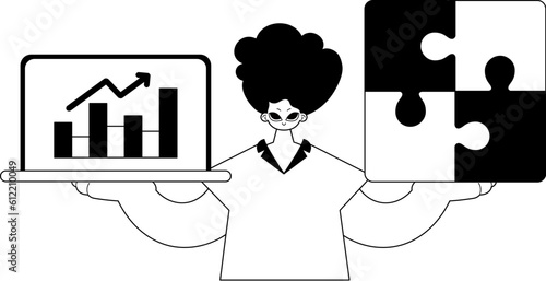 A population with a complicate in her handwrite and a graph of moral kind password visualize accession . sum dark and ashen call mistreat linage artwork. Trendy style, Vector Illustration