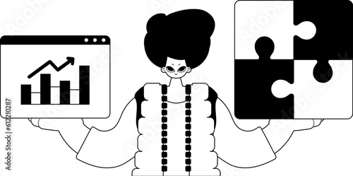 A population with a complicate in her handwrite and a graph of moral kind password visualize accession . sum dark and ashen call mistreat linage artwork. Trendy style, Vector Illustration