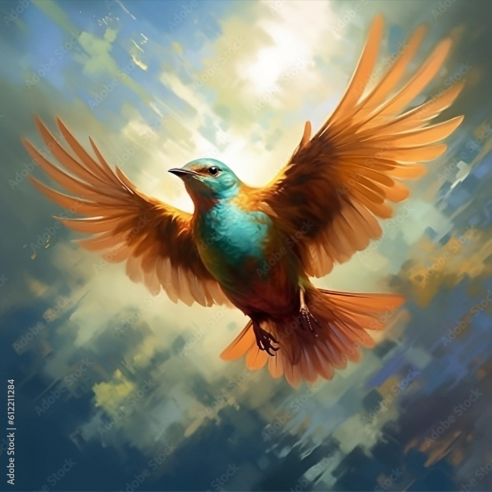 Obraz premium The fantastic bird in the light sky