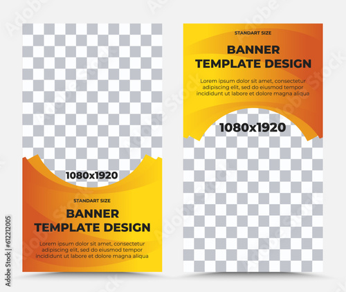 Orange vector banner template design with truncated circles