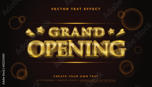 3D Gold Grand Opening Text Effect Typography