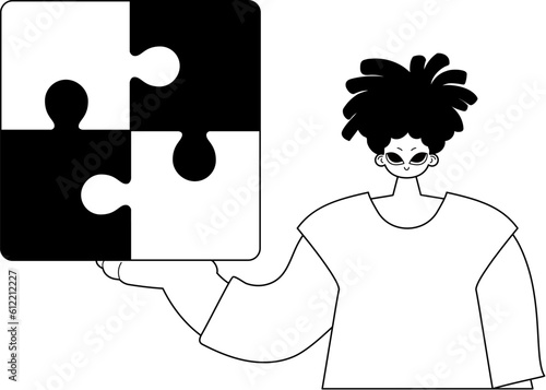 Man with a perplex in her handwriting . sum darkness and blank cable artwork. Trendy style, Vector Illustration