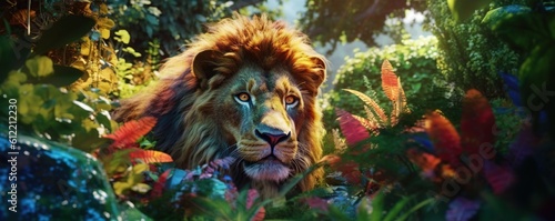 lion king at the jungle Generative AI © Gethuk_Studio