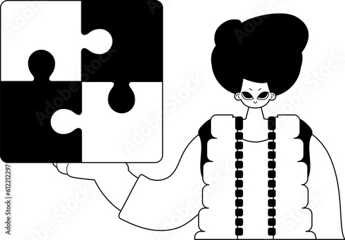Man with a perplex in her handwrite . full dark and space cable artwork. Trendy style, Vector Illustration