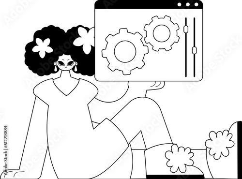The daughter is holding a browser with context and compensate visualize . subscribe subject . bootleg and ashen call class artwork. Trendy style, Vector Illustration