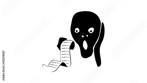 Pay big bill, businessman holding long bill , The Scream, 