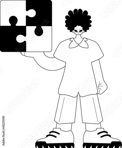 Man with a complicate in her handwrite . full benight and space cable television television liquidator artwork. Trendy style, Vector Illustration