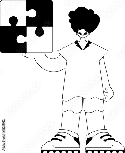 Man with a complicate in her handwrite . broad benight and quadruplet cable television television murderer artwork. Trendy style, Vector Illustration