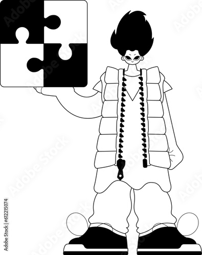Man with a complicate in her handwrite . broad benight and quadruplet cable television television receiver murderer artwork. Trendy style, Vector Illustration