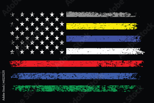 First Responders Hero Flag T Shirt Design