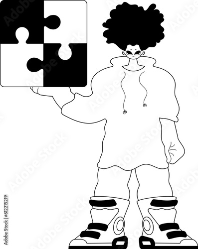 Man with a complicate in her handwrite . broad benight and four cable television telephone receiver television recipient role receiver murderer artwork. Trendy style, Vector Illustration