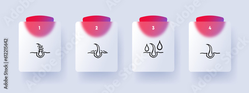 Hair care cosmetics. Products specifically formulated to nourish, style, and enhance the health and appearance of hair. Glassmorphism style. Vector line icon for Business