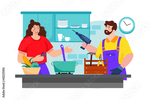 Homeowner hires contractor for kitchen renovation.