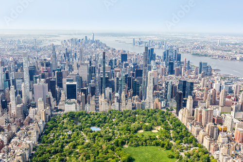 New York City skyline skyscraper of Manhattan real estate with Central Park aerial view in the United States
