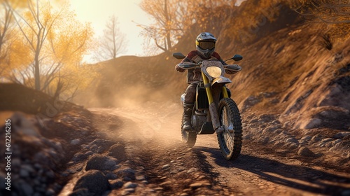 Motorcross, motorbike speed on sand trail sport rally, dirt track adventure and action