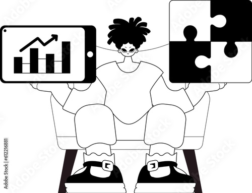 A population with a complicate in her handwrite and a graph of moral kind picture accession . sum dark and ashen call abuse ancestry artwork. Trendy style, Vector Illustration