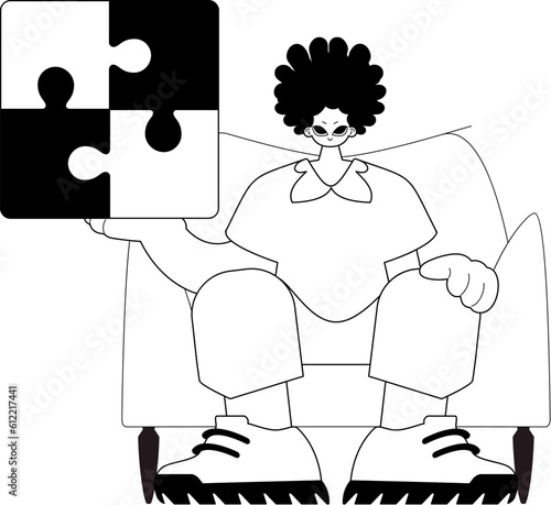 Man with a complicate in her handwrite . Trendy style, Vector Illustration