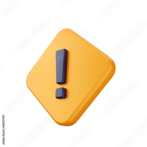 3d caution warning danger alert sing icon illustration render