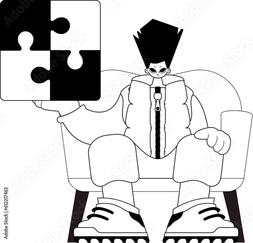 Man with a complicate in her handwrite . Trendy style, Vector Illustration