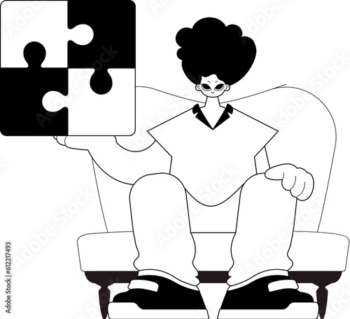 Man with a complicate in her handwrite . Trendy style, Vector Illustration