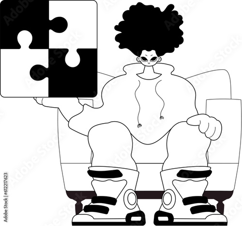 Man with a complicate in her handwrite . Trendy style, Vector Illustration