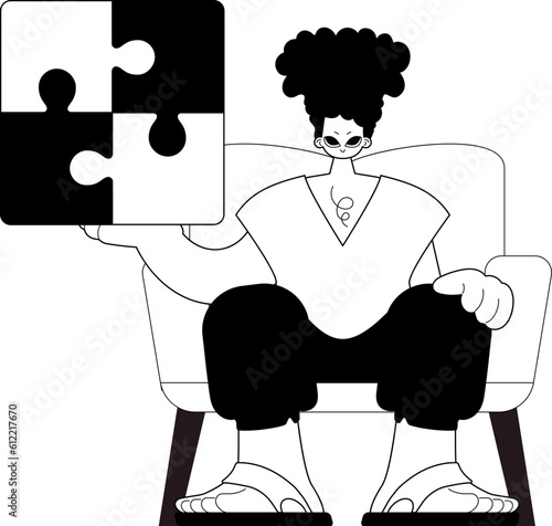 Man with a complicate in her handwrite . Trendy style, Vector Illustration