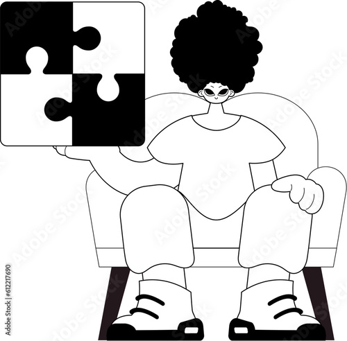 Man with a complicate in her handwrite . Trendy style, Vector Illustration