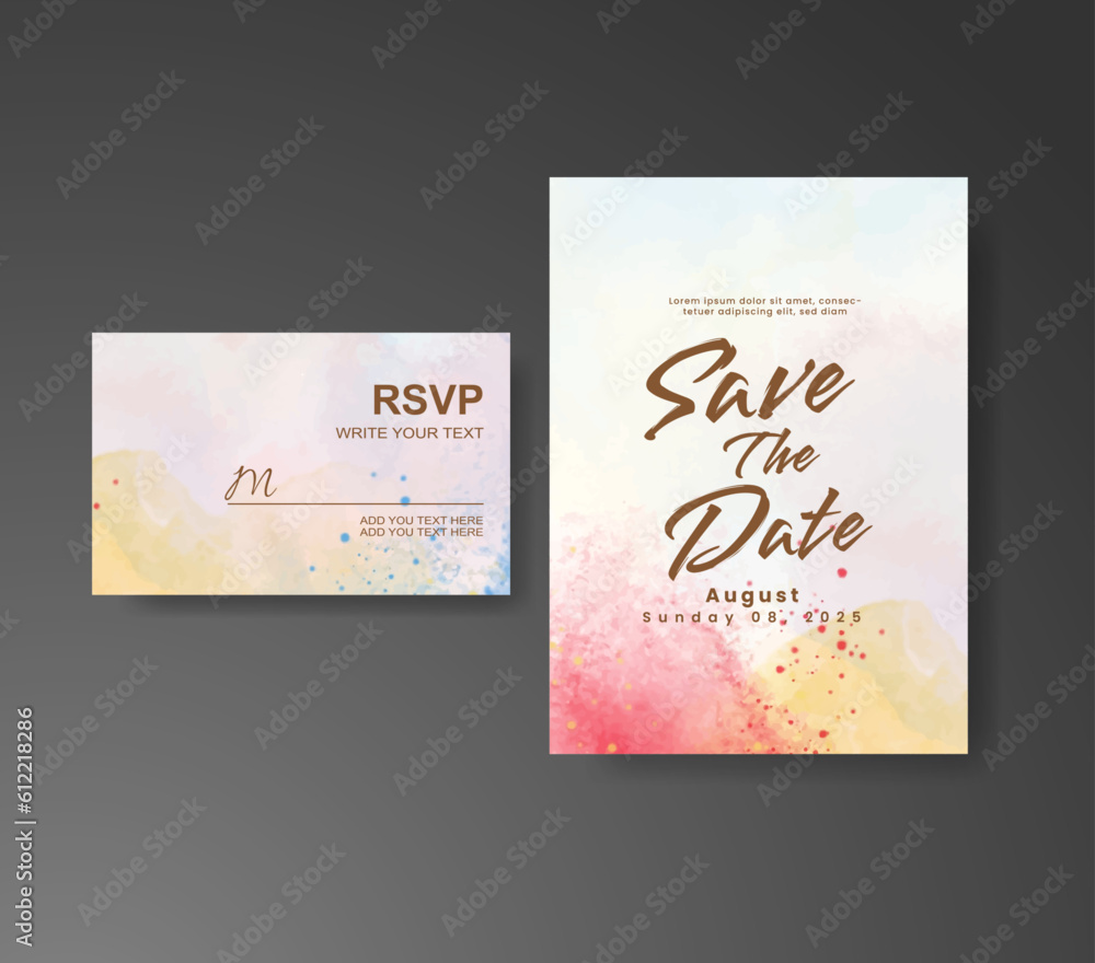 Wedding invitation with abstract watercolor background Wedding invitation with abstract watercolor background