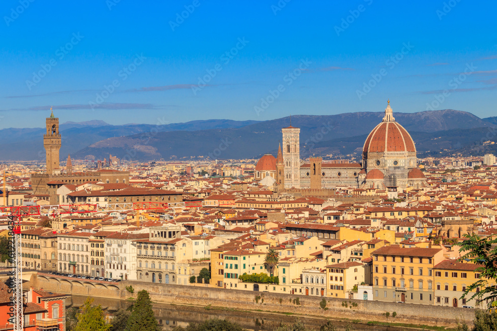 Panoramic view of Florence city from Michelangelo Hill in Tuscany, Italy