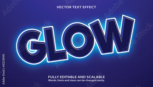 3d glow vector text effect