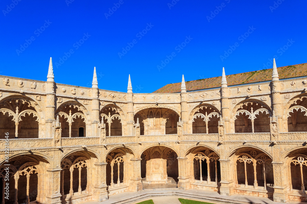 Courtyard of the Jeronimos monastery in Lisbon, Portugal