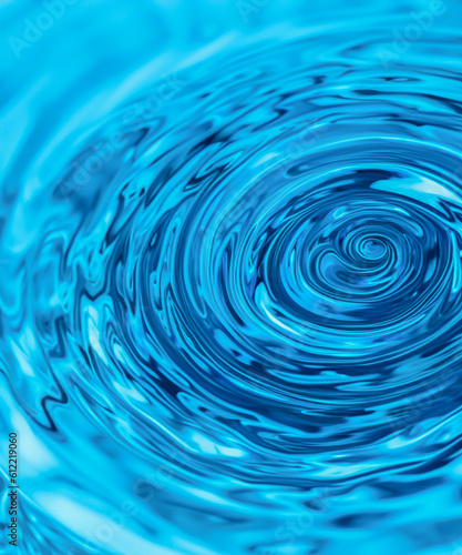 Blue water twister. Abstract background  closeup. generative AI