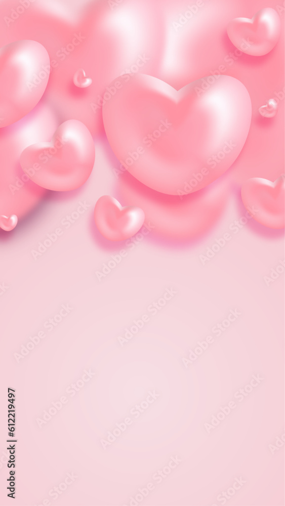 Colorful fluffy heart shape clouds. Vector Illustration