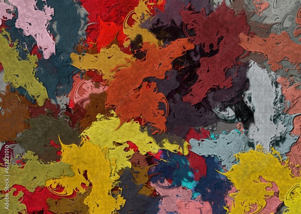 Abstract Grunge Background Graphic Watercolor Stylization on Textured Canvas of Chaetic Strokes of Paint Spots