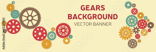 Vector illustration of technological and industrial web banners or backgrounds. Highly detailed in various colors.